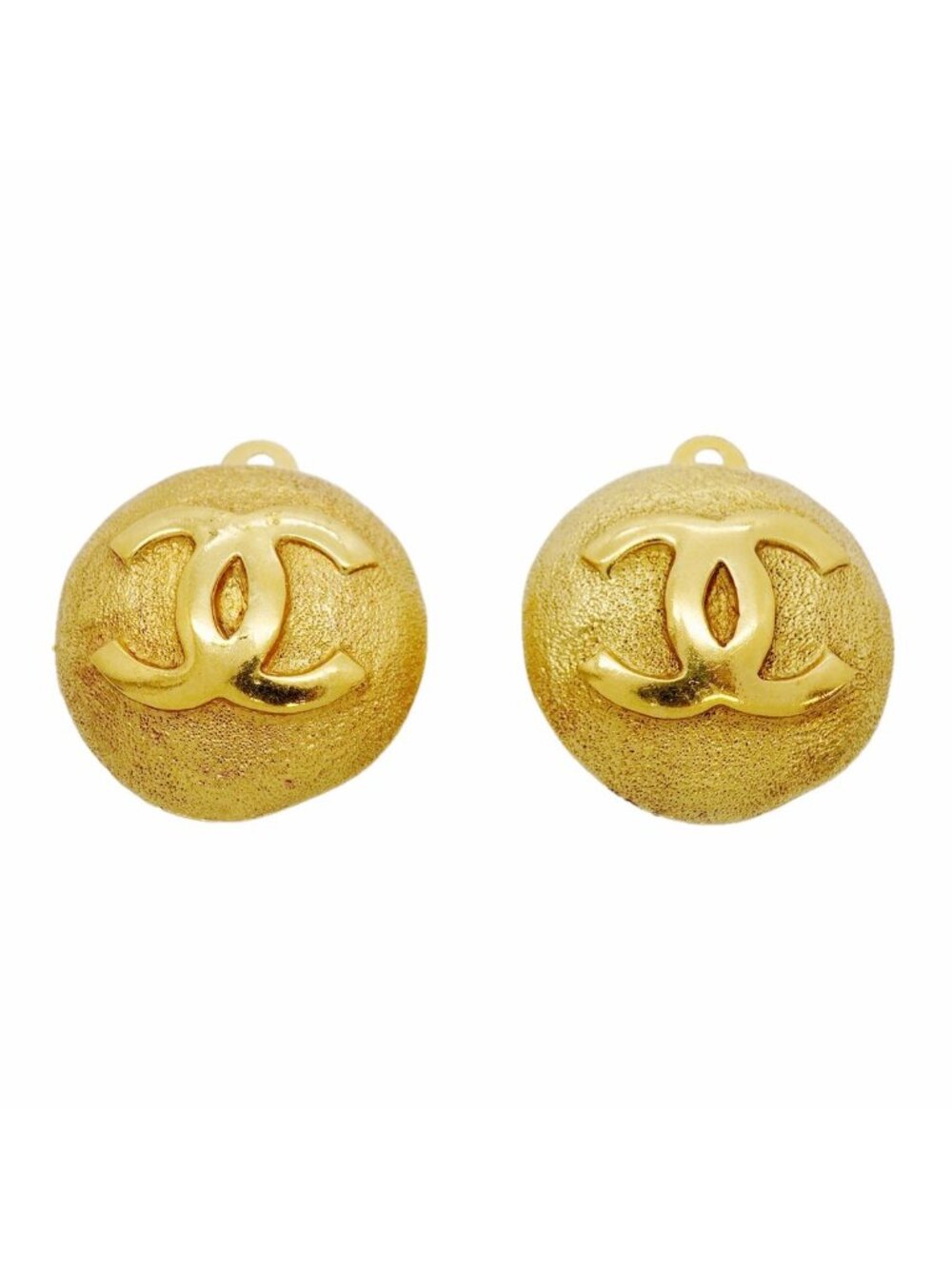Chanel Earrings Vintage CC Logo Round Circle Gold Plated
